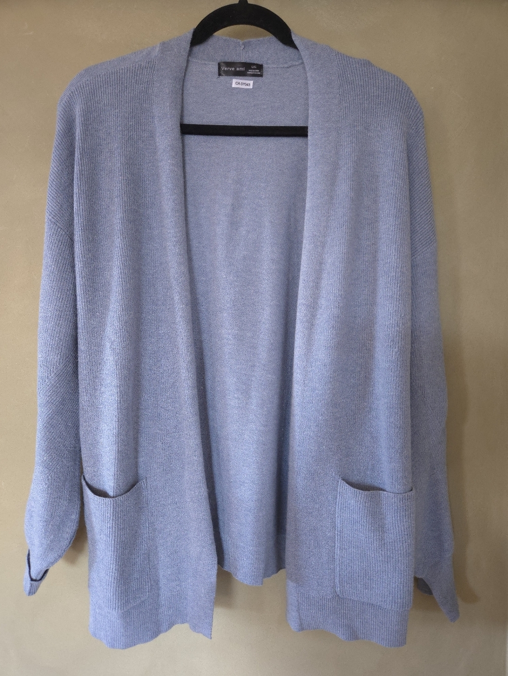 Verve Ami | Open-Front Blue Cardigan with Button Cuff Details, Size L - Picture 2 of 7